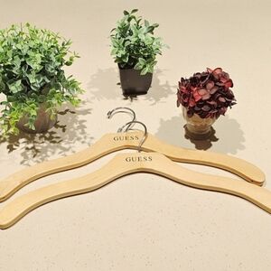 Guess Natural Wood Hangers with Silver Hooks
